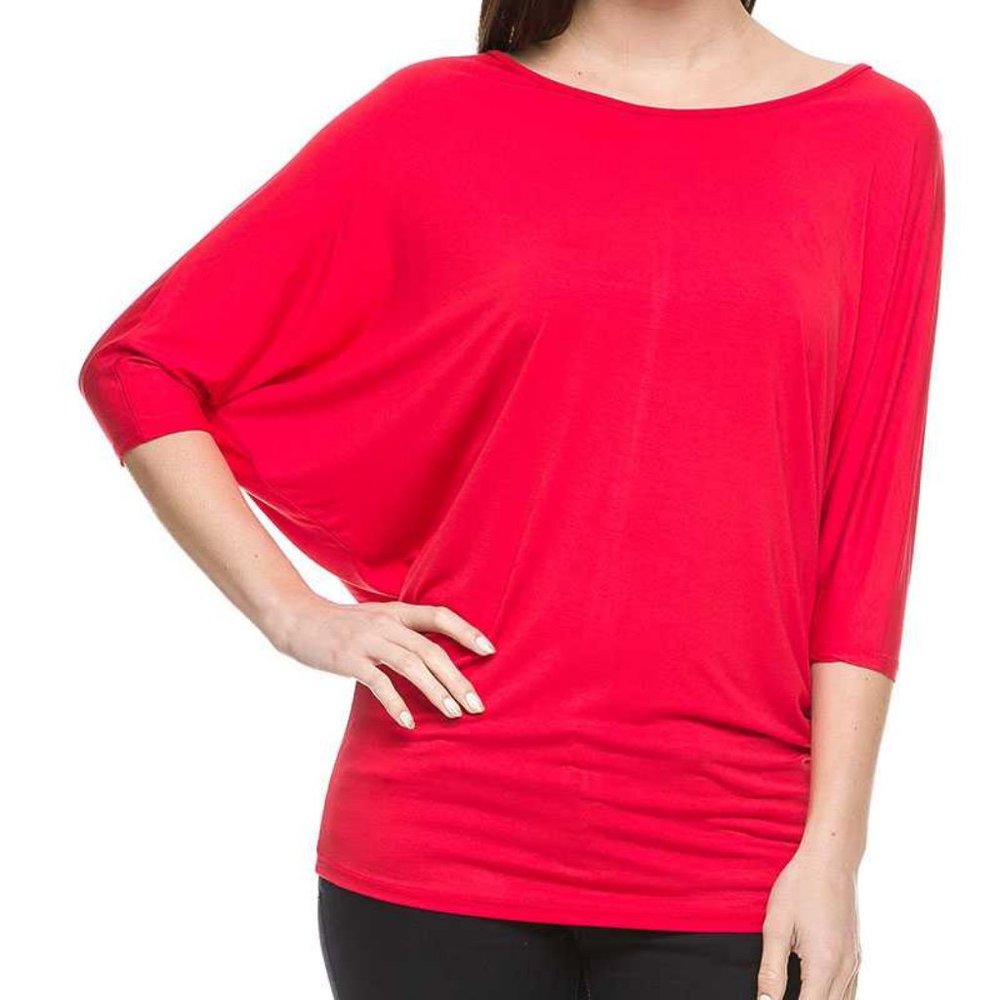 Made by Johnny Red Batwing Dolman Stretch Top